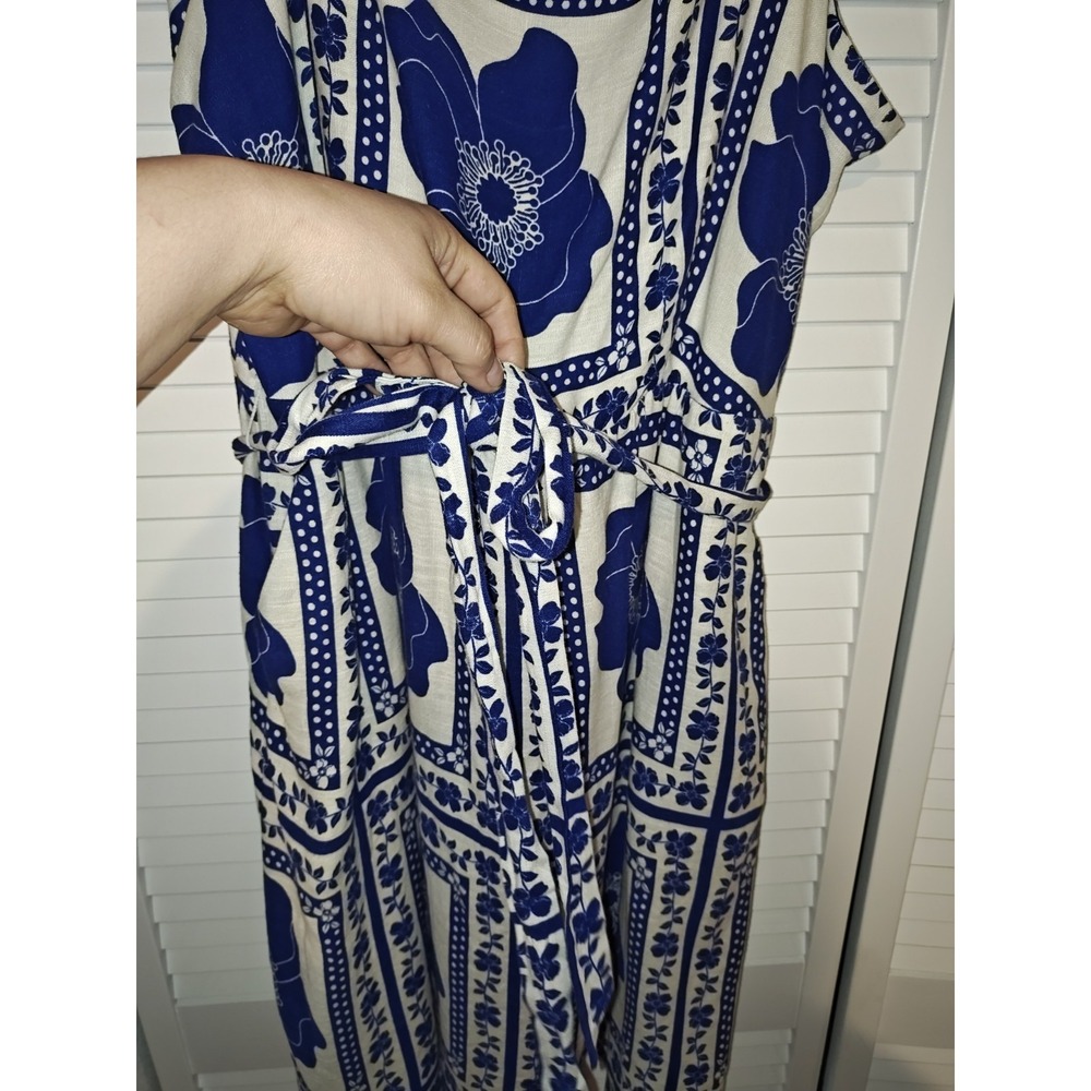 Draper James RSVP Womens XXL Blue White Floral Tie Waist Fit Flare Sundress - Picture 7 of 16